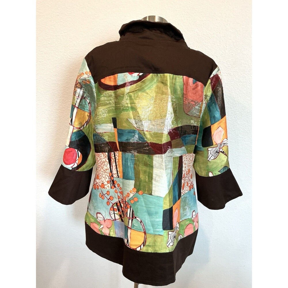 Berek Art to Wear Abstract Print Swing Jacket Metallic Accents Size Large - Picture 7 of 13